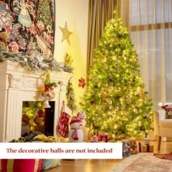 Costway 4.5FT/6.5FT/7.5FT Pre-Lit Hinged Christmas Tree Green Flocked with 392/924/1404 Tips & 150/370/530 LED Lights -Christmas Trees Sales Store unnamed file 2772