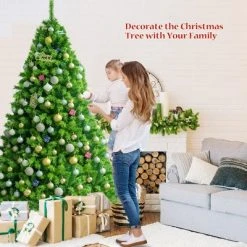 Costway 4.5FT/6.5FT/7.5FT Pre-Lit Hinged Christmas Tree Green Flocked with 392/924/1404 Tips & 150/370/530 LED Lights -Christmas Trees Sales Store unnamed file 2774