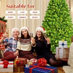 Costway 4.5FT/6.5FT/7.5FT Pre-Lit Hinged Christmas Tree Green Flocked with 392/924/1404 Tips & 150/370/530 LED Lights -Christmas Trees Sales Store unnamed file 2775