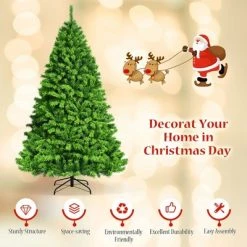 Costway 4.5FT/6.5FT/7.5FT Pre-Lit Hinged Christmas Tree Green Flocked with 392/924/1404 Tips & 150/370/530 LED Lights -Christmas Trees Sales Store unnamed file 2776