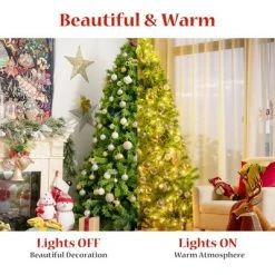 Costway 4.5FT/6.5FT/7.5FT Pre-Lit Hinged Christmas Tree Green Flocked with 392/924/1404 Tips & 150/370/530 LED Lights -Christmas Trees Sales Store unnamed file 2777