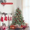 Tangkula Evergreen Artificial Christmas Tree, Mixed PE & PVC Tree Metal Stand Included, Unlit Xmas Tree
