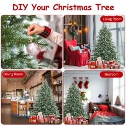 Tangkula Evergreen Artificial Christmas Tree, Mixed PE & PVC Tree Metal Stand Included, Unlit Xmas Tree -Christmas Trees Sales Store unnamed file 2784