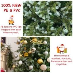 Tangkula Evergreen Artificial Christmas Tree, Mixed PE & PVC Tree Metal Stand Included, Unlit Xmas Tree -Christmas Trees Sales Store unnamed file 2785