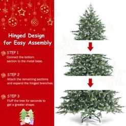 Tangkula Evergreen Artificial Christmas Tree, Mixed PE & PVC Tree Metal Stand Included, Unlit Xmas Tree -Christmas Trees Sales Store unnamed file 2786