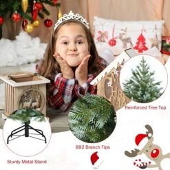 Tangkula Evergreen Artificial Christmas Tree, Mixed PE & PVC Tree Metal Stand Included, Unlit Xmas Tree -Christmas Trees Sales Store unnamed file 2787