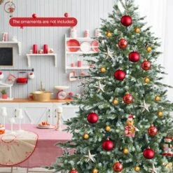 Tangkula Evergreen Artificial Christmas Tree, Mixed PE & PVC Tree Metal Stand Included, Unlit Xmas Tree -Christmas Trees Sales Store unnamed file 2788