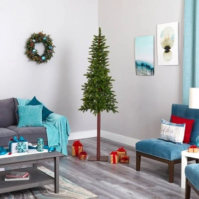 7ft Nearly Natural Pre-Lit LED Slim Alaskan Alpine Artificial Christmas Tree Clear Lights 7 7ft Nearly Natural Pre-Lit LED Slim Alaskan Alpine Artificial Christmas Tree Clear Lights - Image 7