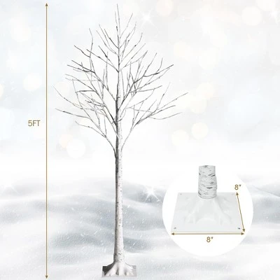 Costway 5ft Pre-lit White Twig Birch Tree for Christmas Holiday w/ 72 LED Lights 3 Costway 5ft Pre-lit White Twig Birch Tree for Christmas Holiday w/ 72 LED Lights - Image 3