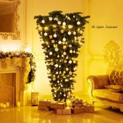 Costway 7Ft Unlit Upside Down Artificial Christmas Tree with 1000 Branch Tips Holiday -Christmas Trees Sales Store unnamed file 2801