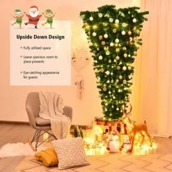 Costway 7Ft Unlit Upside Down Artificial Christmas Tree with 1000 Branch Tips Holiday -Christmas Trees Sales Store unnamed file 2804