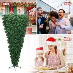 Costway 7Ft Unlit Upside Down Artificial Christmas Tree with 1000 Branch Tips Holiday -Christmas Trees Sales Store unnamed file 2805