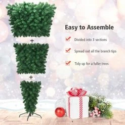 Costway 7Ft Unlit Upside Down Artificial Christmas Tree with 1000 Branch Tips Holiday -Christmas Trees Sales Store unnamed file 2807