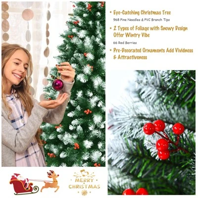 Tangkula Happygrill Lifelike Christmas Pine Tree, Artificial Hinged Xmas Tree W/ Pine Needles & PVC Tips 3 Tangkula Happygrill Lifelike Christmas Pine Tree, Artificial Hinged Xmas Tree W/ Pine Needles & PVC Tips - Image 3