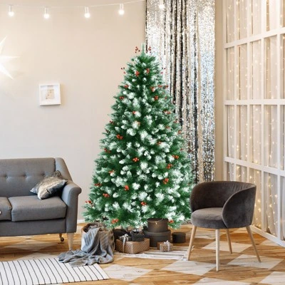 Tangkula Happygrill Lifelike Christmas Pine Tree, Artificial Hinged Xmas Tree W/ Pine Needles & PVC Tips 6 Tangkula Happygrill Lifelike Christmas Pine Tree, Artificial Hinged Xmas Tree W/ Pine Needles & PVC Tips - Image 6