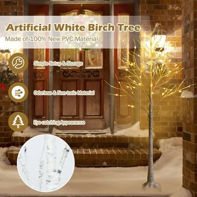 Costway 5ft Pre-lit White Twig Birch Tree for Christmas Holiday w/ 72 LED Lights 5 Costway 5ft Pre-lit White Twig Birch Tree for Christmas Holiday w/ 72 LED Lights - Image 5