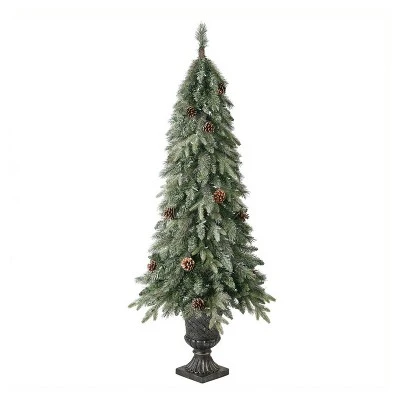 Home Heritage Entryway Potted Pine PVC Pre-Lit Artificial Christmas Tree with Warm White LED Lights and Potted Base 3 Home Heritage Entryway Potted Pine PVC Pre-Lit Artificial Christmas Tree with Warm White LED Lights and Potted Base - Image 3