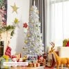 Costway 7ft Unlit Artificial Slim Christmas Pencil Tree w/ Metal Stand White