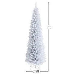 Costway 7ft Unlit Artificial Slim Christmas Pencil Tree w/ Metal Stand White 11 Costway 7ft Unlit Artificial Slim Christmas Pencil Tree w/ Metal Stand White -Christmas Trees Sales Store unnamed file 2847