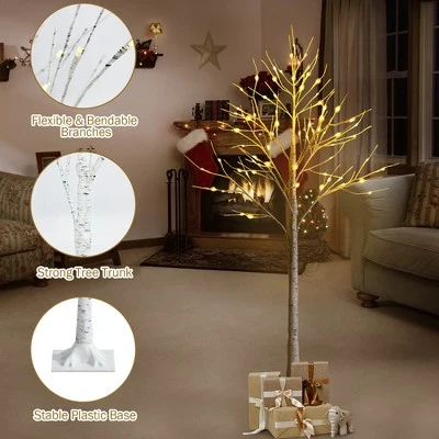 Costway 5ft Pre-lit White Twig Birch Tree for Christmas Holiday w/ 72 LED Lights 8 Costway 5ft Pre-lit White Twig Birch Tree for Christmas Holiday w/ 72 LED Lights - Image 8