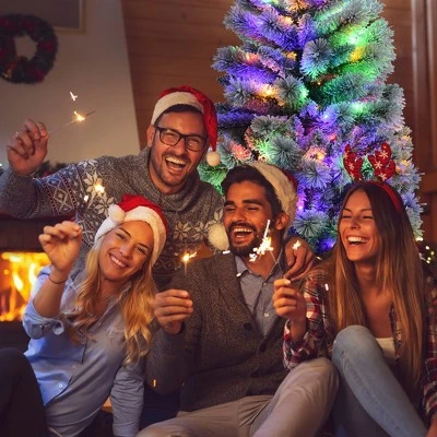 Costway 7.5FT Pre-Lit Hinged Christmas Tree Snow Flocked w/9 Modes Remote Control Lights 2 Costway 7.5FT Pre-Lit Hinged Christmas Tree Snow Flocked w/9 Modes Remote Control Lights - Image 2