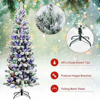 Costway 7.5FT Pre-Lit Hinged Christmas Tree Snow Flocked w/9 Modes Remote Control Lights 9 Costway 7.5FT Pre-Lit Hinged Christmas Tree Snow Flocked w/9 Modes Remote Control Lights - Image 9