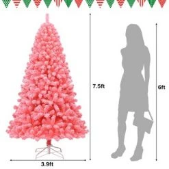 Costway 7.5ft Snow Flocked Hinged Artificial Christmas Tree w/ Metal Stand Pink 11 Costway 7.5ft Snow Flocked Hinged Artificial Christmas Tree w/ Metal Stand Pink -Christmas Trees Sales Store unnamed file 2873