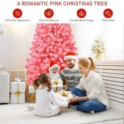 Costway 7.5ft Snow Flocked Hinged Artificial Christmas Tree w/ Metal Stand Pink 13 Costway 7.5ft Snow Flocked Hinged Artificial Christmas Tree w/ Metal Stand Pink -Christmas Trees Sales Store unnamed file 2875