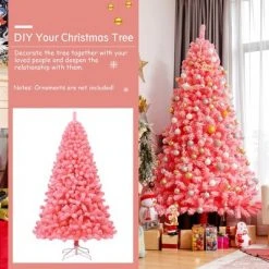 Costway 7.5ft Snow Flocked Hinged Artificial Christmas Tree w/ Metal Stand Pink 15 Costway 7.5ft Snow Flocked Hinged Artificial Christmas Tree w/ Metal Stand Pink -Christmas Trees Sales Store unnamed file 2877