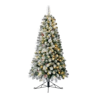 Home Heritage Artificial Half Christmas Tree Prelit with White LED Lights, PVC Foliage Tips, Metal Stand, Green 1 Home Heritage Artificial Half Christmas Tree Prelit with White LED Lights, PVC Foliage Tips, Metal Stand, Green