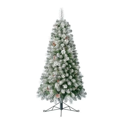 Home Heritage Artificial Half Christmas Tree Prelit with White LED Lights, PVC Foliage Tips, Metal Stand, Green 2 Home Heritage Artificial Half Christmas Tree Prelit with White LED Lights, PVC Foliage Tips, Metal Stand, Green - Image 2