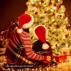 Tangkula 6FT Snow Flocked Artificial Christmas Hinged Tree Pre-lit Artificial Xmas Full Tree with 928 Branch Tips -Christmas Trees Sales Store unnamed file 2894