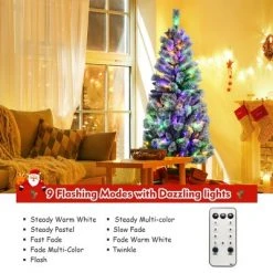 Costway 6FT Pre-Lit Hinged Christmas Tree Snow Flocked w/9 Modes Remote Control Lights -Christmas Trees Sales Store unnamed file 2907