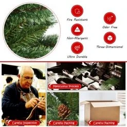 Costway 7 ft Premium Hinged Artificial Christmas Tree Mix ed Pine Needles w/ Pine Cones -Christmas Trees Sales Store unnamed file 2923