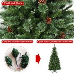 Costway 7 ft Premium Hinged Artificial Christmas Tree Mix ed Pine Needles w/ Pine Cones -Christmas Trees Sales Store unnamed file 2925