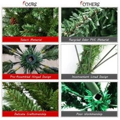 Costway 7 ft Premium Hinged Artificial Christmas Tree Mix ed Pine Needles w/ Pine Cones -Christmas Trees Sales Store unnamed file 2927