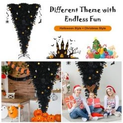 Costway 7ft Upside Down Christmas Halloween Tree Black w/400 Purple LED Lights -Christmas Trees Sales Store unnamed file 2936
