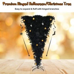 Costway 7ft Upside Down Christmas Halloween Tree Black w/400 Purple LED Lights -Christmas Trees Sales Store unnamed file 2937