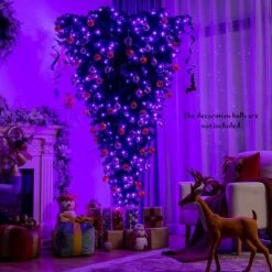 Costway 7ft Upside Down Christmas Halloween Tree Black w/400 Purple LED Lights -Christmas Trees Sales Store unnamed file 2939