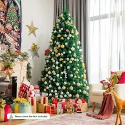 Costway 8ft Iridescent Tinsel Artificial Christmas Tree Green w/1704 Branch Tips -Christmas Trees Sales Store unnamed file 2943