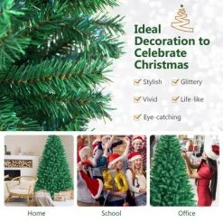 Costway 8ft Iridescent Tinsel Artificial Christmas Tree Green w/1704 Branch Tips -Christmas Trees Sales Store unnamed file 2946