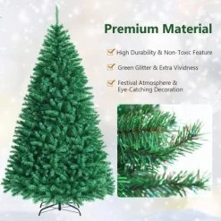 Costway 8ft Iridescent Tinsel Artificial Christmas Tree Green w/1704 Branch Tips -Christmas Trees Sales Store unnamed file 2948