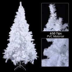 Costway 5Ft/6Ft/7Ft/8Ft Artificial PVC Christmas Tree W/Stand Holiday Season Indoor Outdoor White -Christmas Trees Sales Store unnamed file 2957