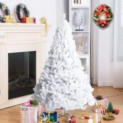 Costway 5Ft/6Ft/7Ft/8Ft Artificial PVC Christmas Tree W/Stand Holiday Season Indoor Outdoor White -Christmas Trees Sales Store unnamed file 2966
