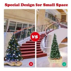 Costway 5ft Snow Flocked Unlit Pencil Christmas Tree Hinged Pine Cones -Christmas Trees Sales Store unnamed file 2979