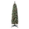 Home Heritage 5 Foot Prelit Easy Assembly Stanley Cashmere Pencil Pine Artificial Christmas Holiday Tree with Clear Lights, Pinecone, and Red Berry