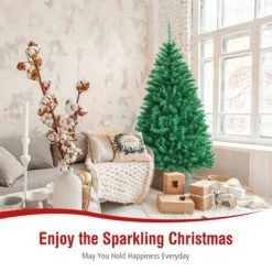 Tangkula Happygrill Realistic Glittery Christmas Tree Iridescent Hinged Pine Tree W/ PVC & PET Leaves -Christmas Trees Sales Store unnamed file 3023