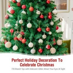 Tangkula Happygrill Realistic Glittery Christmas Tree Iridescent Hinged Pine Tree W/ PVC & PET Leaves -Christmas Trees Sales Store unnamed file 3024