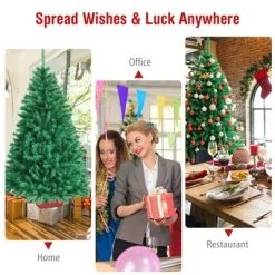 Tangkula Happygrill Realistic Glittery Christmas Tree Iridescent Hinged Pine Tree W/ PVC & PET Leaves -Christmas Trees Sales Store unnamed file 3025