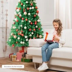 Tangkula Happygrill Realistic Glittery Christmas Tree Iridescent Hinged Pine Tree W/ PVC & PET Leaves -Christmas Trees Sales Store unnamed file 3028